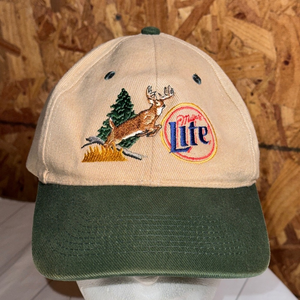 VTG KC CAPS Miller Lite Ball Cap Buck Deer Hunting Casual Outdoors Hat OSFA